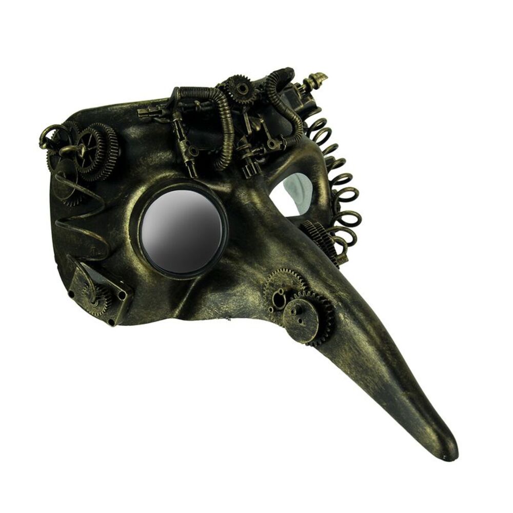 Steamzanni Metallic Gold Long Nose Steampunk Adult Costume Mask